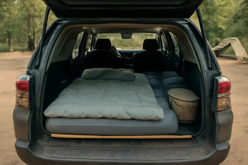 Second editorial illustration related to vehicle camping sleeping systems