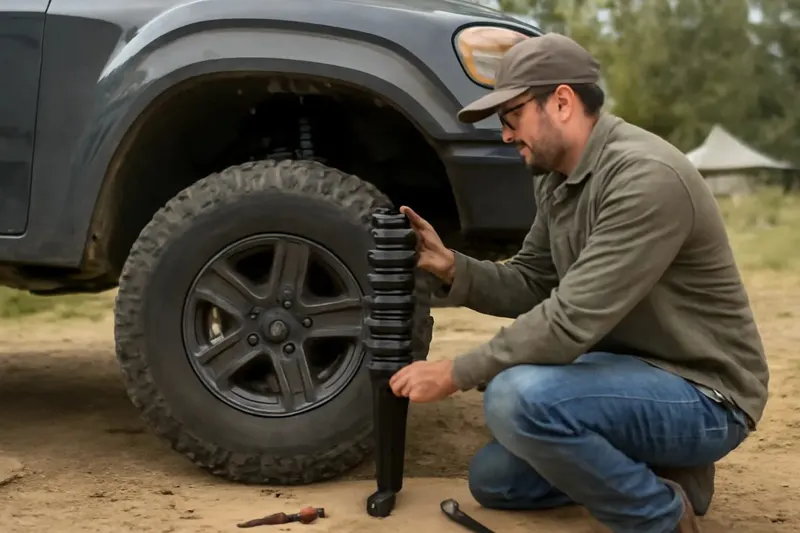 Photorealistic editorial photo illustrating planning a suspension upgrade the right way