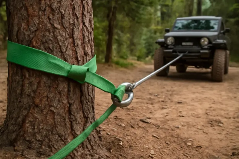 Photorealistic supporting editorial photo illustrating tree-protection straps: what they're for